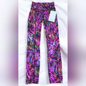 NWT Lululemon Fast & Free HR Tight 25" Nulux Abstract Floral Purple Pink Size 0